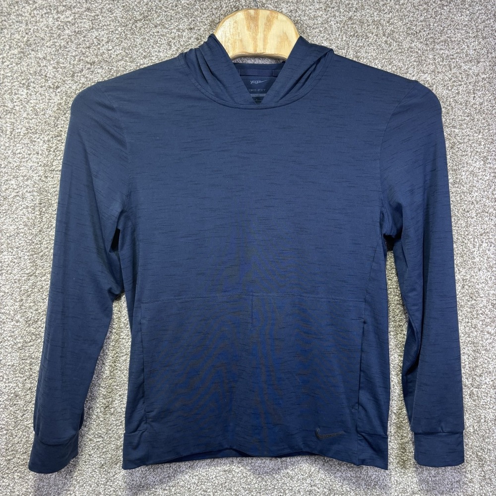 Nike Yoga Hoodie Mens Small Blue Dri-FIT Pullover DQ4886-410 Training